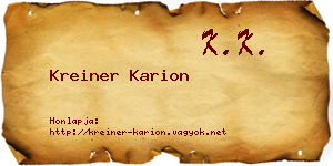 Kreiner Karion névjegykártya